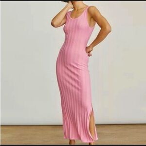 Elizabeth and James Pink Ribbed Maxi Dress Size Small